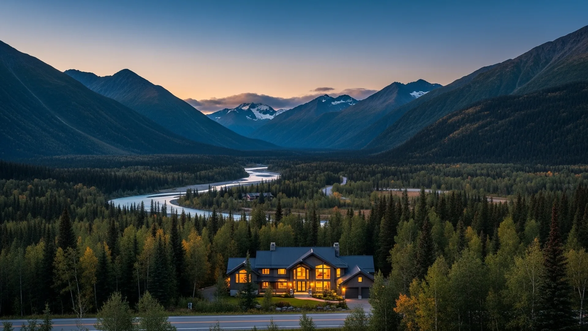 Residential landscape near Eagle River, Alaska
