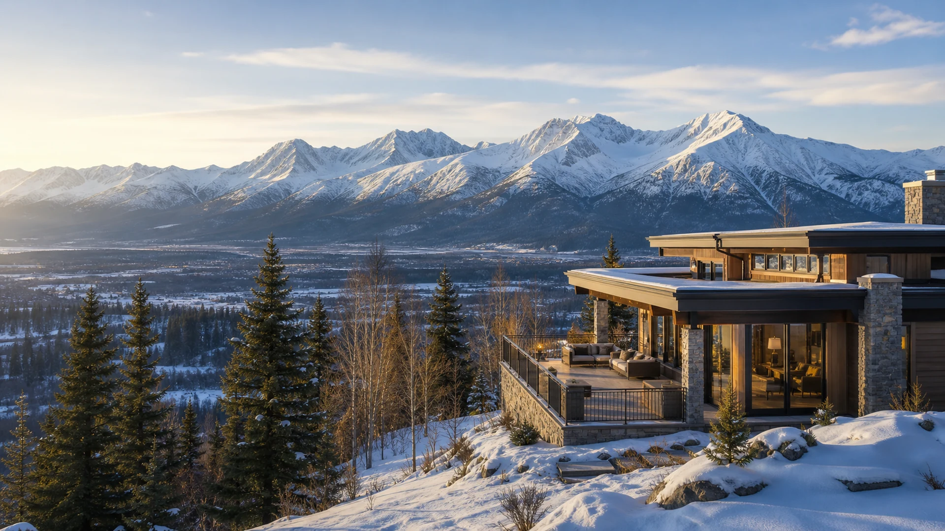 Anchorage Mountain-View Homes, Alaska — illustrative comparison imagery