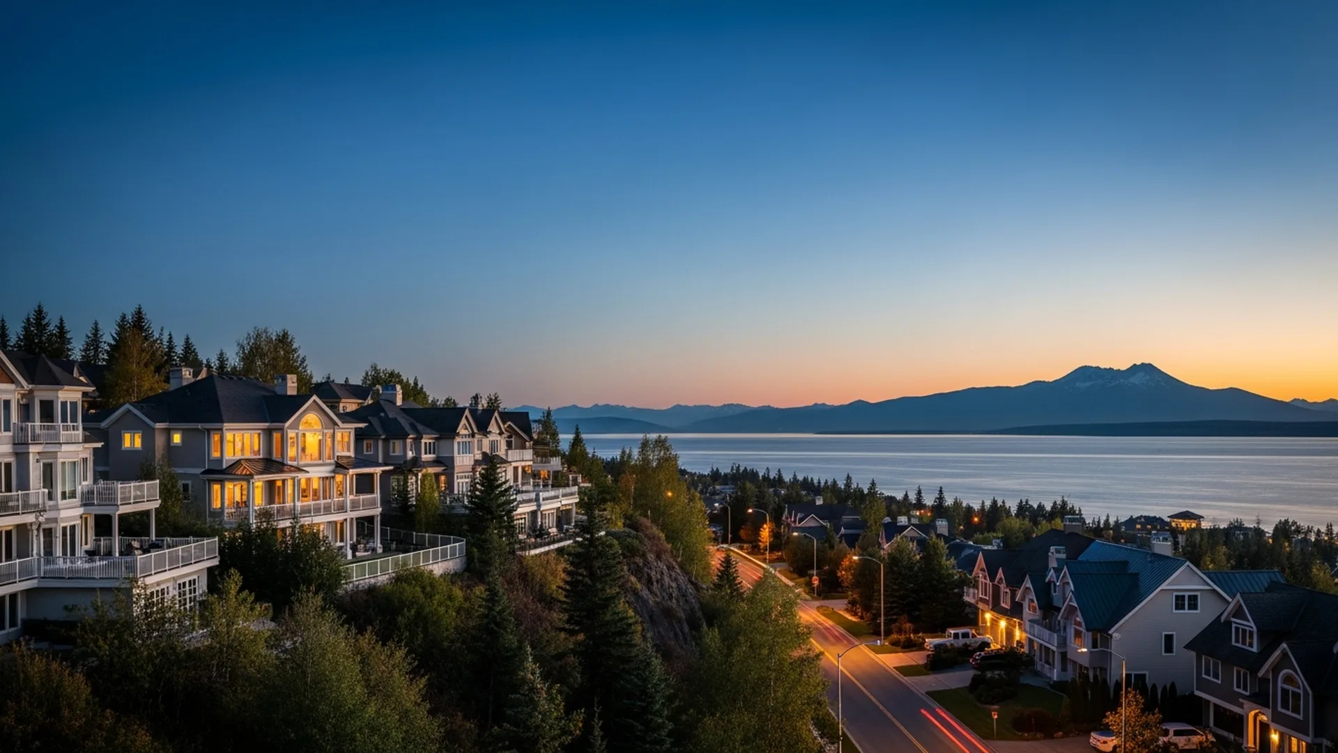 Luxury homes in Bootlegger Cove near downtown Anchorage, Alaska — illustrative area imagery