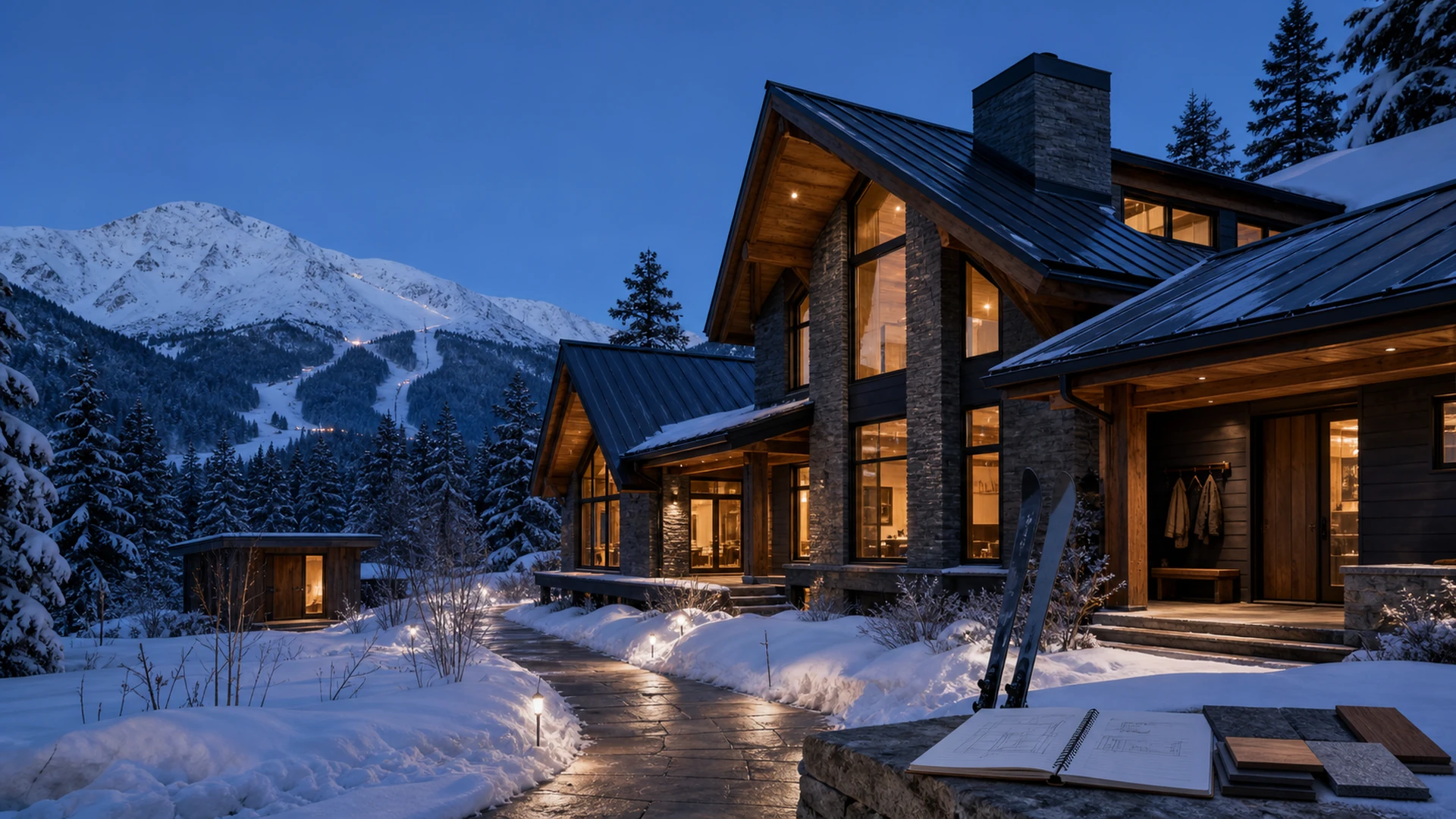 Custom chalet-style homes in Girdwood, Alaska — illustrative area imagery