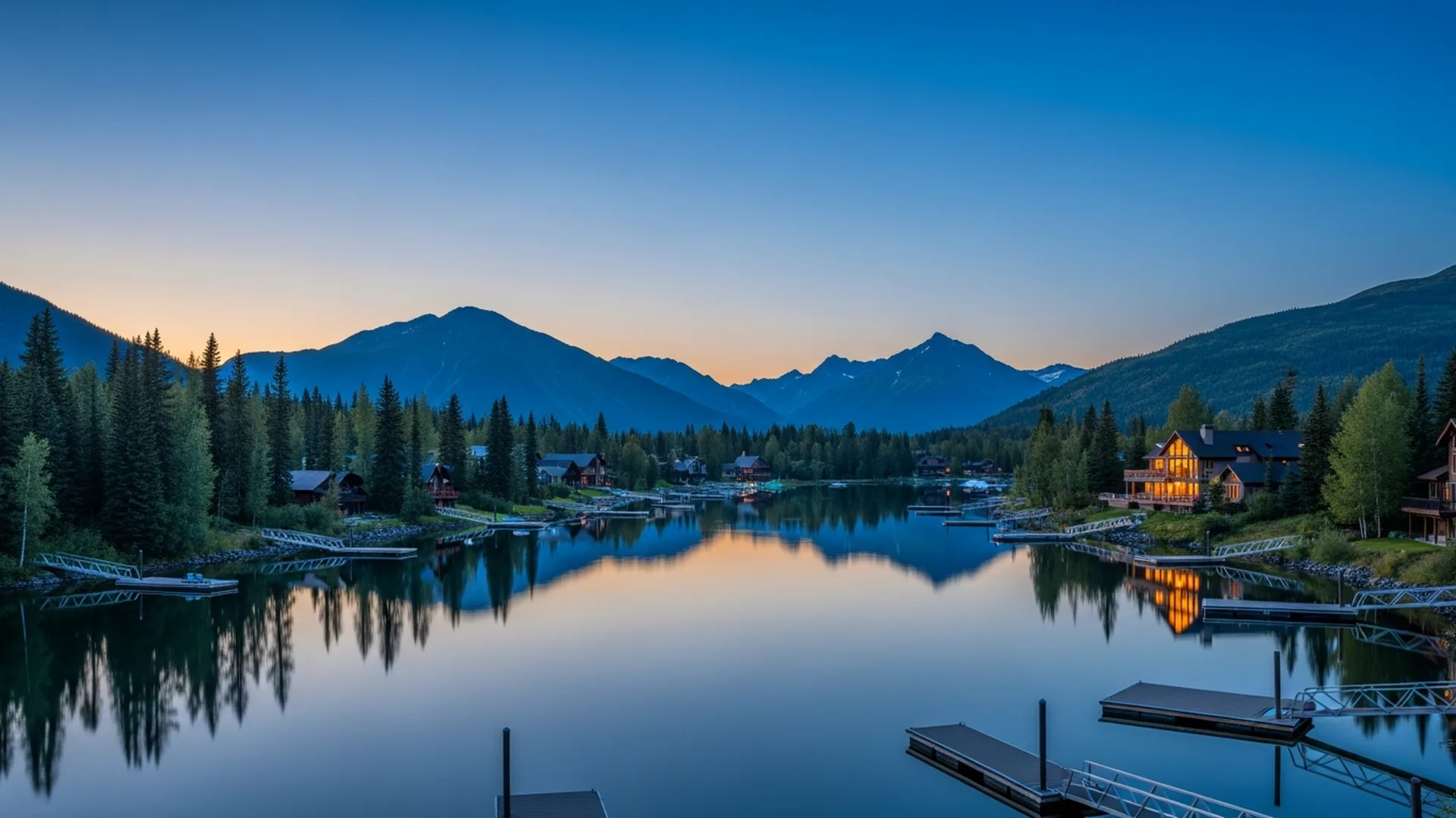 Luxury homes in Lower Fire Lake in Eagle River, Anchorage-area Alaska — illustrative area imagery