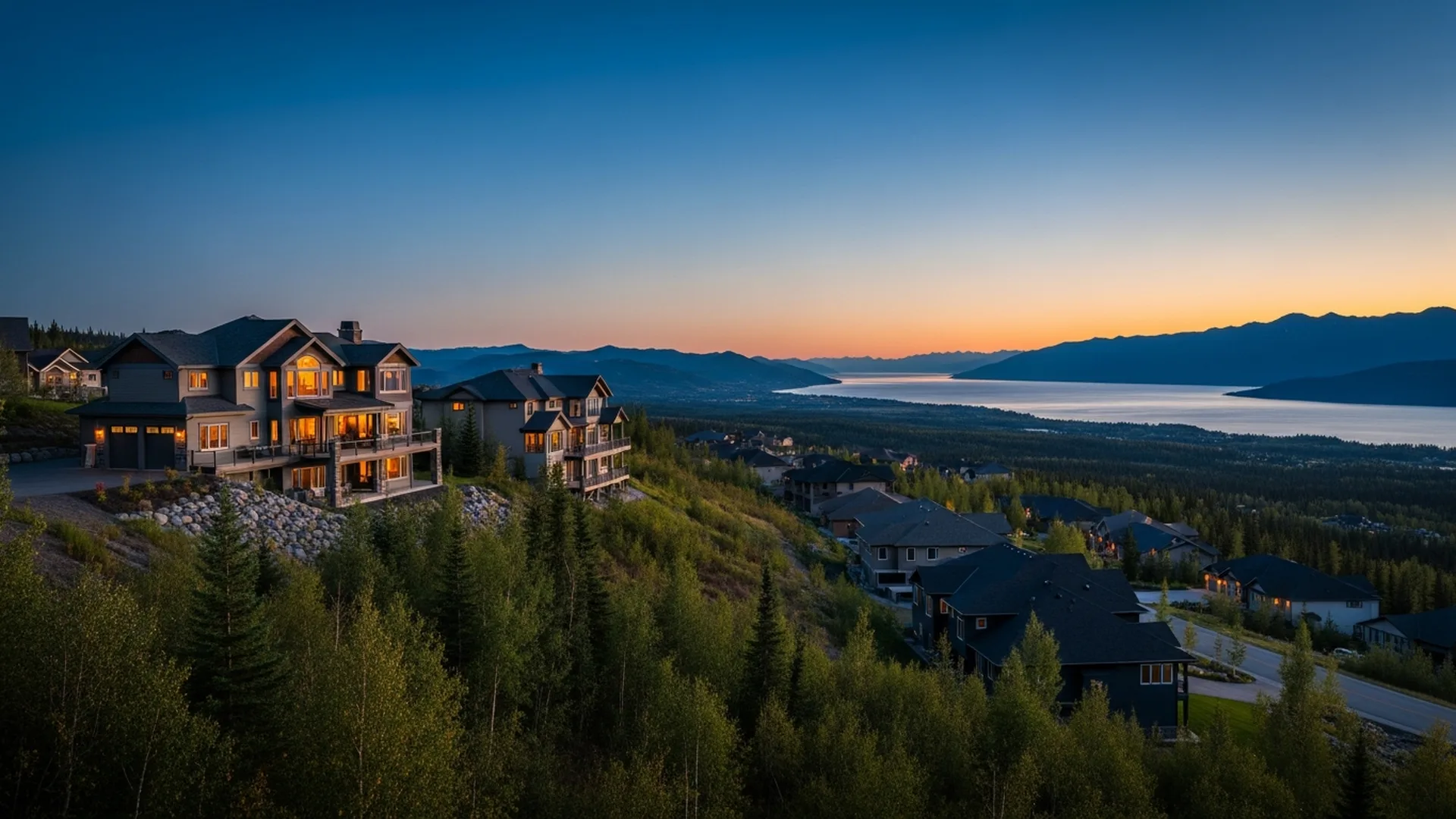 Luxury homes in Powder Ridge in Eagle River, Anchorage-area Alaska &mdash; illustrative area imagery