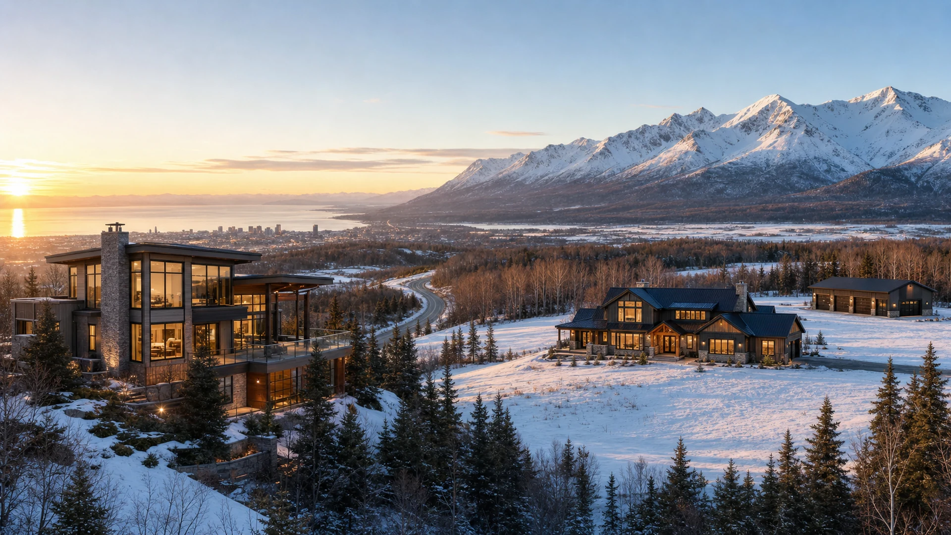 Anchorage and Mat-Su Luxury Homes, Alaska — illustrative comparison imagery
