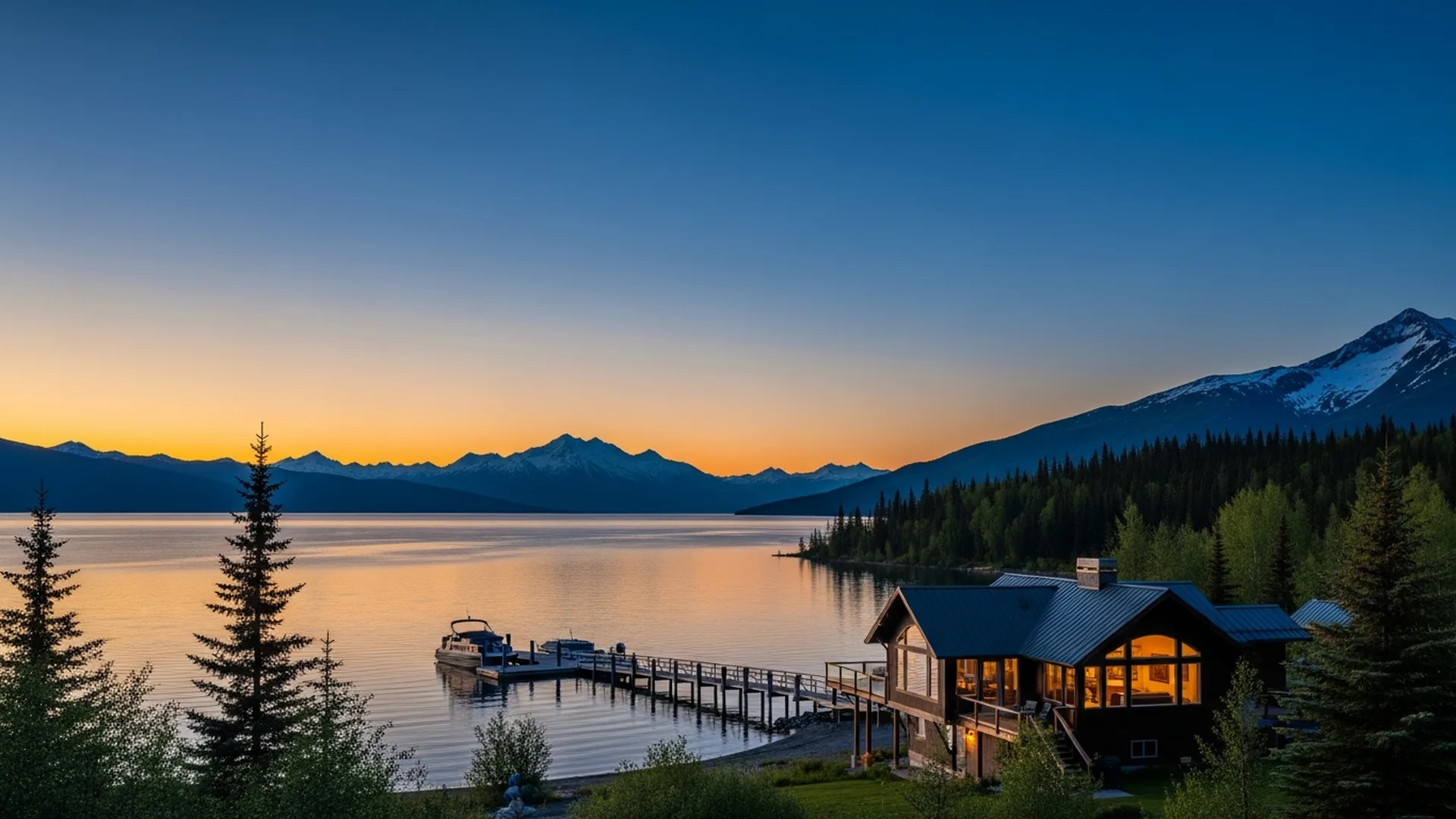 Waterfront luxury homes at Big Lake in the Mat-Su Valley, Alaska — illustrative area imagery