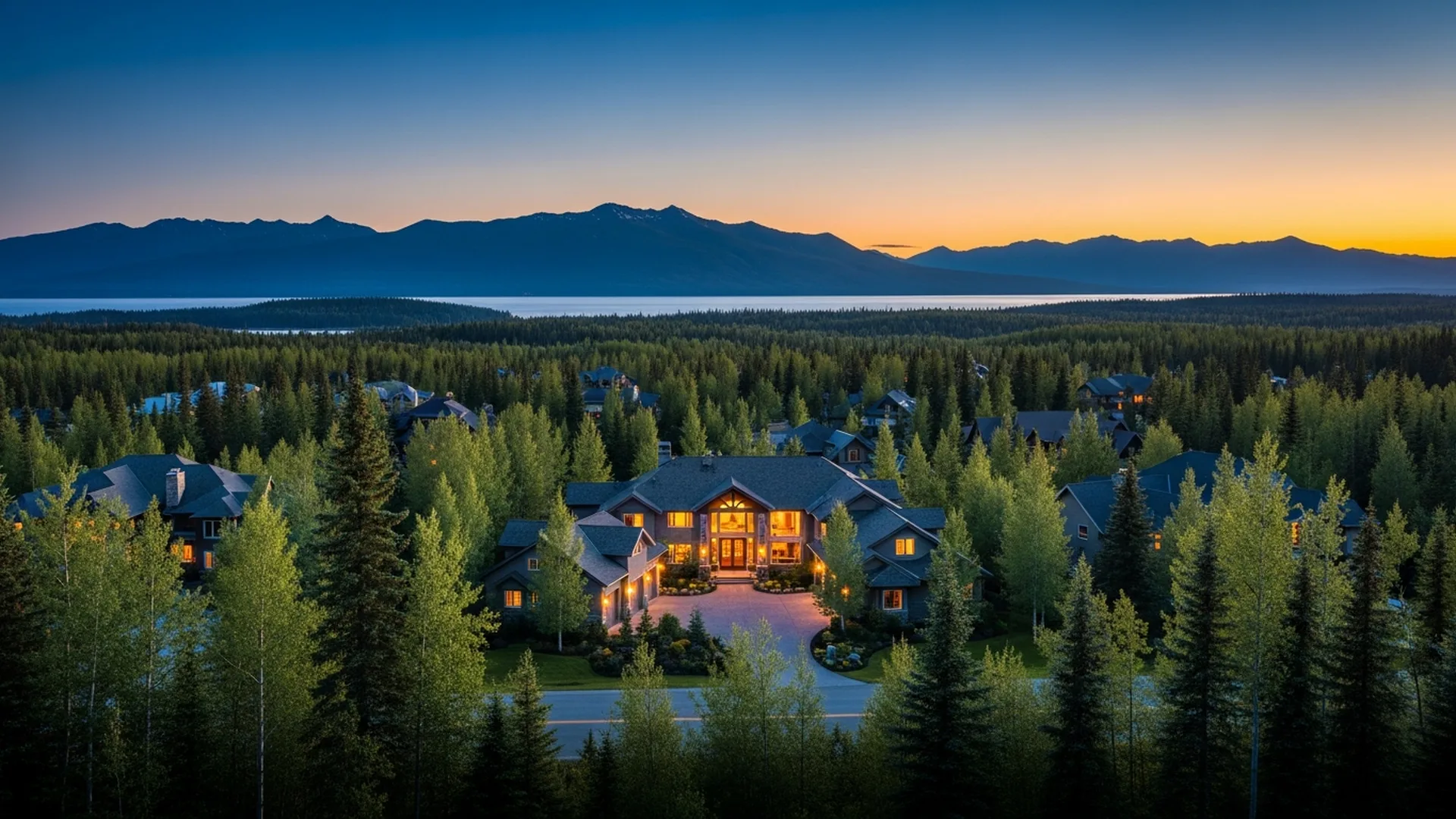Luxury homes in Geneva Woods in central Anchorage, Alaska — illustrative area imagery
